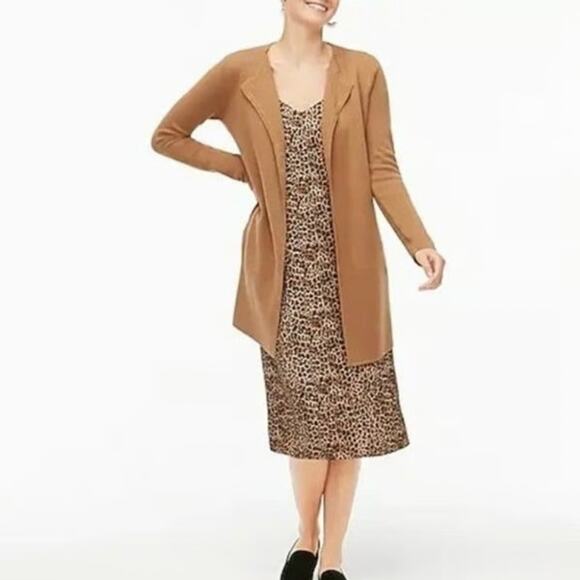 J. CREW Vanessa Open Front Longline Cardigan Sweater Camel Tan XS - Picture 9 of 9